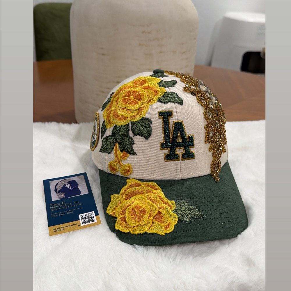 Floral Embroidered SnapBack Hat with LA Logo